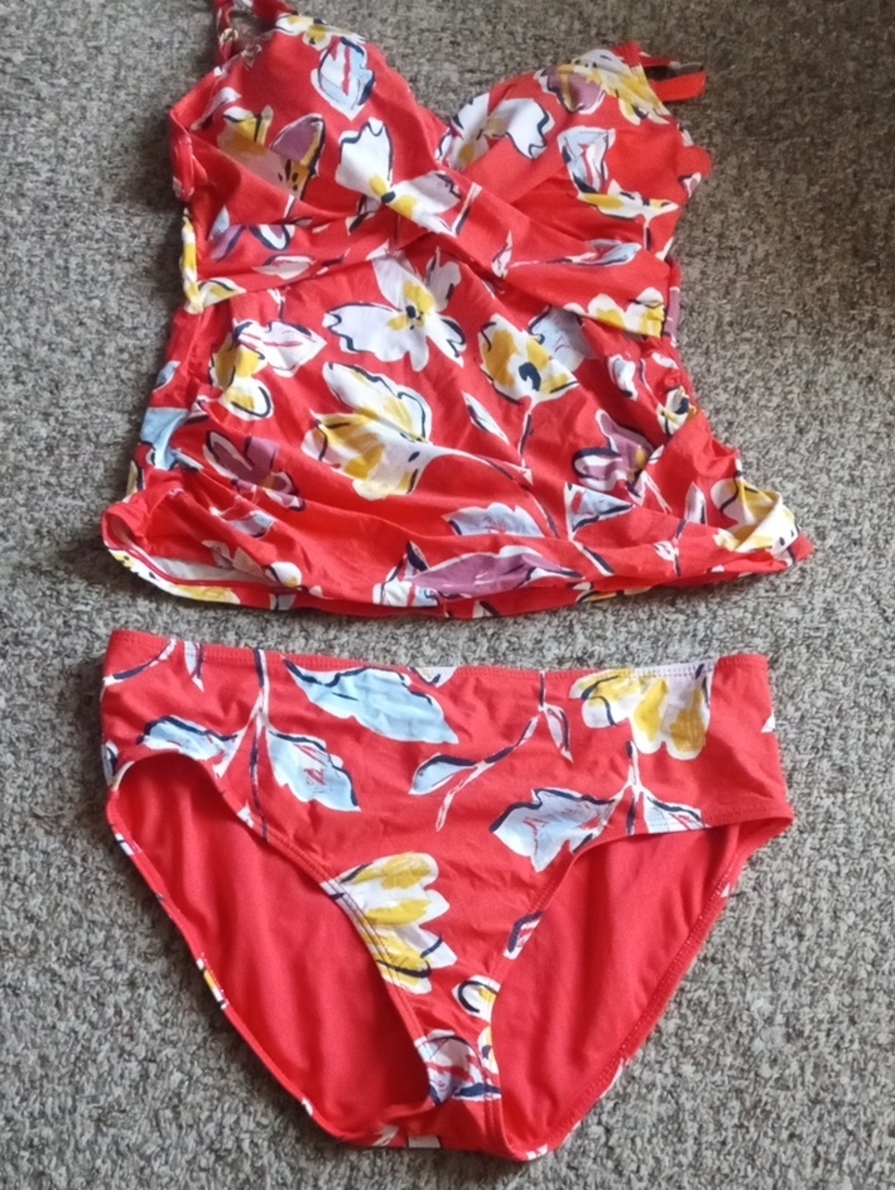 Dark orange Floral Two-Piece Swim Set